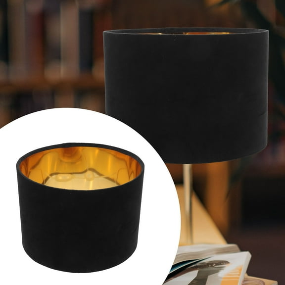 WRISTBIQUE Black Round Fabric Lampshade for Table Lamps Simple Design Decorative Lighting 1Pcs