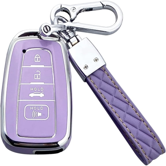 Key Fob Cover Compatible with Toyota Camry RAV4 Highlander Corolla 4Runner Avalon C-HR Prius 2019-2023 Keychain Case Holder Protector,Purple-single Set