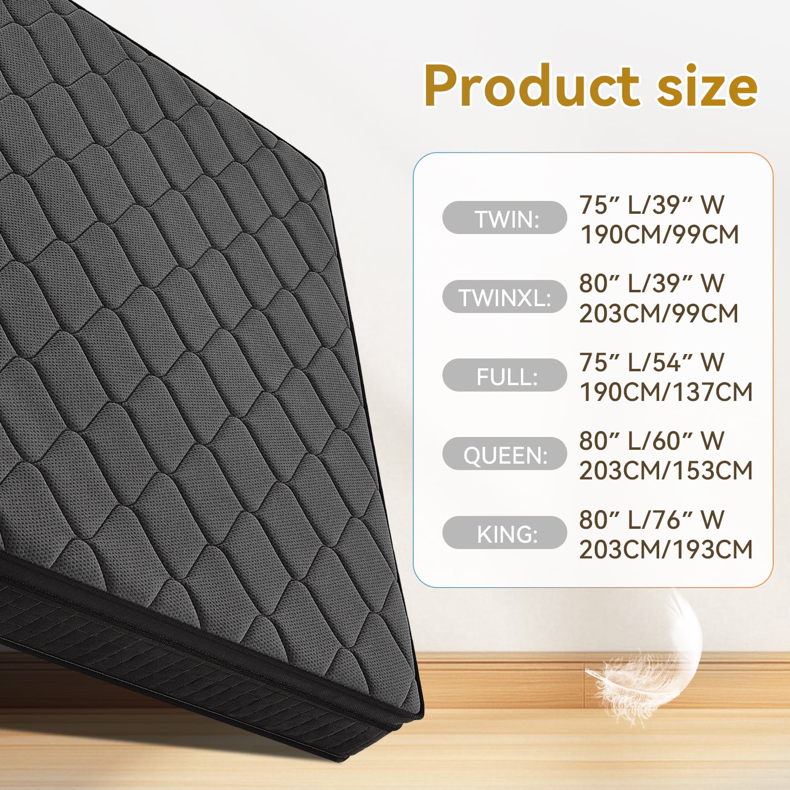 VFD 10 inch Queen Size Hybrid Mattress - Medium Firm, Memory Foam & Pocket Springs, Motion Isolation, Edge Support, Pressure Relief, Ship Compressed
