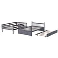 thumbnail image 5 of Rubber Wood Bunk Beds Full Over Full Size with Trundle, Ladder and Guardrails, Convertible to 2 Full Size Beds, with Twin Size Trundle, Dark Grey, 5 of 10