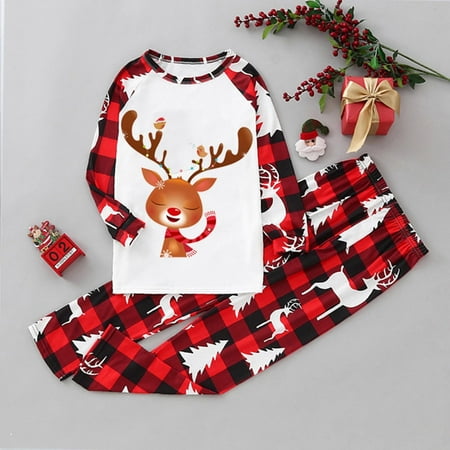

Cathalem New Year Pajamas for Family 2022 Home Matching Christmas Pajamas Set Kids Plaid Cute Family Matching Holiday Pajamas Set Suit White 6Y