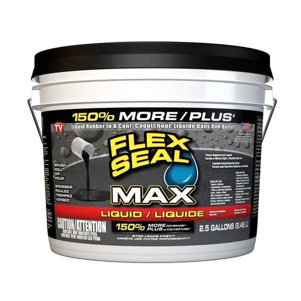 Flex Seal Liquide MAX, Revêtement en Caoutchouc, Noir, 2,5 Gallons