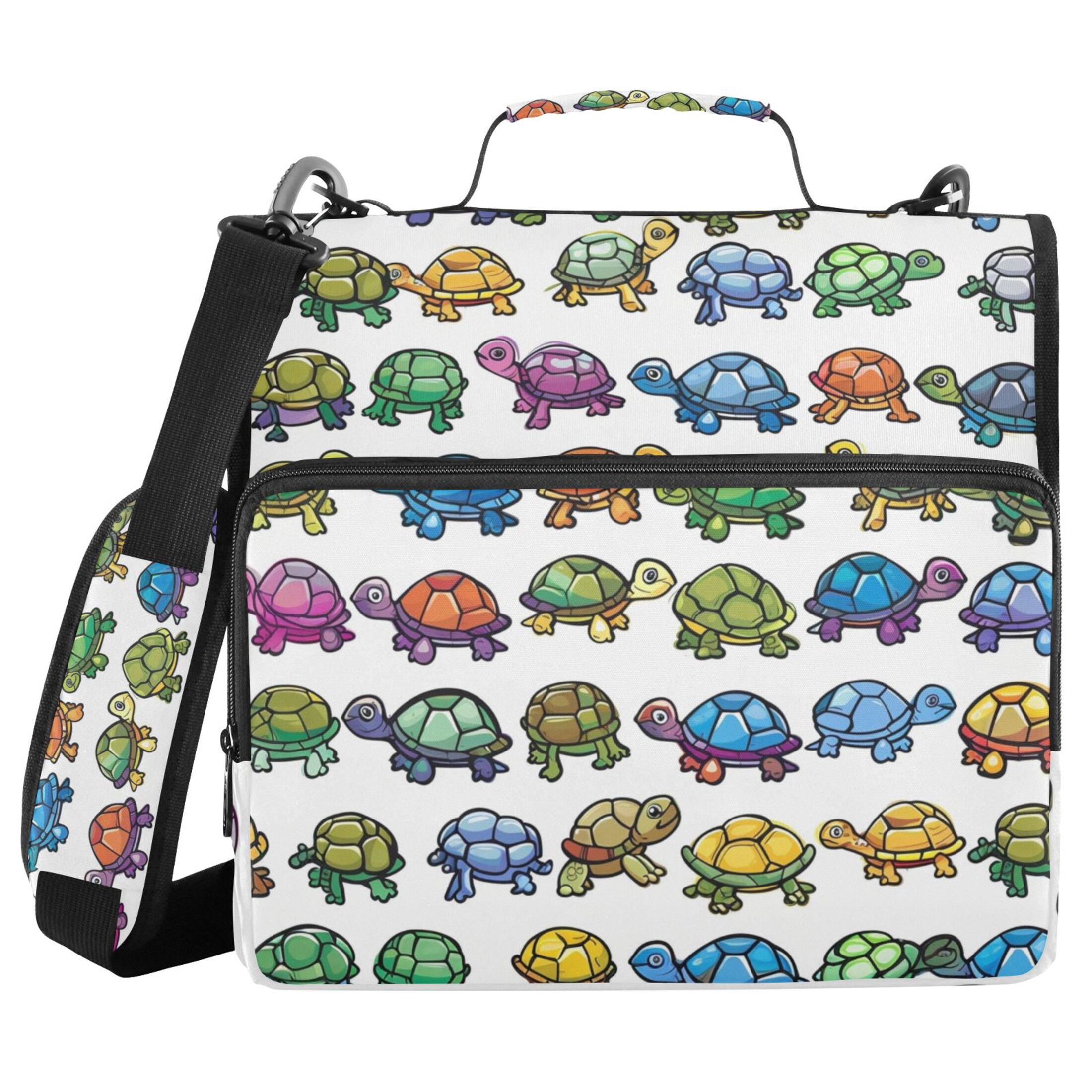 ALAZA Zipper Binder Cartoon Turtle Cute 3 Ring Trapper Keeper File Folder Organizer Bag