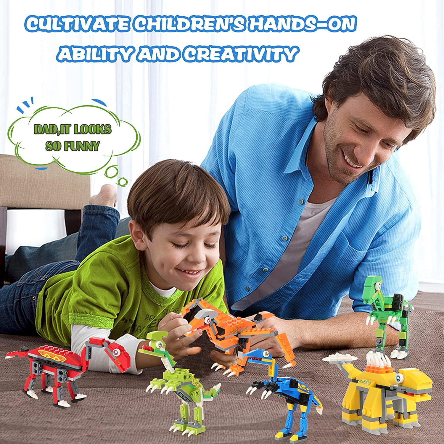 Dinosaurs Building Set Toys, 6 in 1 Dinosaur Building Blocks Set for Boys, ENP STEM Dinosaurs Toy, Gifts for Kids 6-12