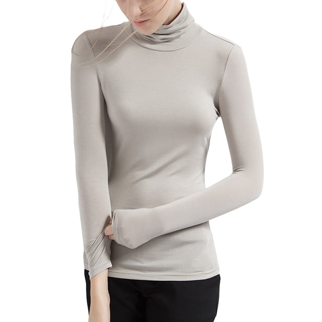 Sunloudy Women Base Pullover,Long Sleeve Modal Turtleneck Tops,Soft Stretchy Slim Base Layer Shirts