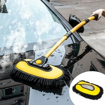 Qiweii 15-Degree Curved Bar Car Wash Brush Replacement Set - Soft Microfiber Mop Head Compatible with Most Car Wash Mops, Gentle Scratch-Free Cleaning for Auto Detailing, Washing, and Polishing