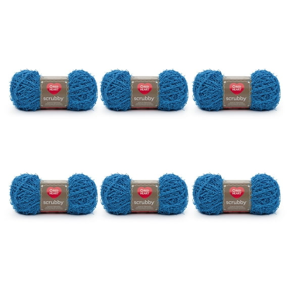 Red Heart Scrubby 4 Medium Polyester Yarn, Ocean 3.5oz/100g, 92 Yards (6 Pack)