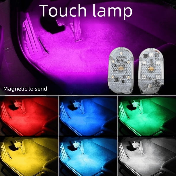 Luz de lectura para coche, luz LED de ambiente, sensor táctil para coche, carga USB, luz de emergencia para techo de coche