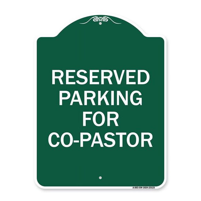 SignMission A-DES-GW-1824-23123 18 x 24 Po Signe de la Série Designer - Parking Réservé pour Co-Pasteur & 44; Vert & Blanc