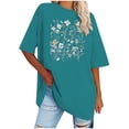 thumbnail image 1 of Fiudx Camisas para Mujer Blusa Informal de Manga Corta con Estampado de Cuello Redondo para Mujer, 1 of 3
