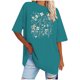 thumbnail image 1 of Camisetas de Manga Corta para las Mujeres Impreso Cuello Redondo Suelto Camiseta, Casual Cuatro Estaciones Blusa para el Hogar, 1 of 3