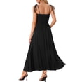 thumbnail image 3 of Vestido Smocked Inspire Chic para Mujer con Cuello Cuadrado, Estilo Boho, Tirantes Espagueti, Largo, Negro, Talla M, 3 of 6
