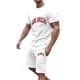 thumbnail image 3 of Playeras Deportivas De Verano Para Hombre, Camiseta Informal De Dos Piezas Con Estampado De Letras, Camiseta De Manga Corta Con Cuello Redondo Y Pantalones Cortos, 3 of 4