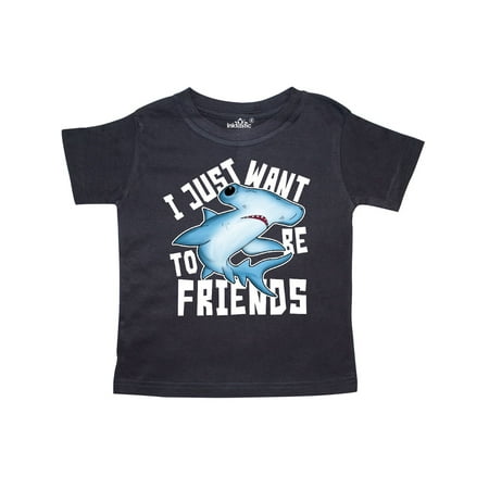 

Inktastic I Just Want To Be Friends with Shark Illustration Gift Toddler Boy or Toddler Girl T-Shirt