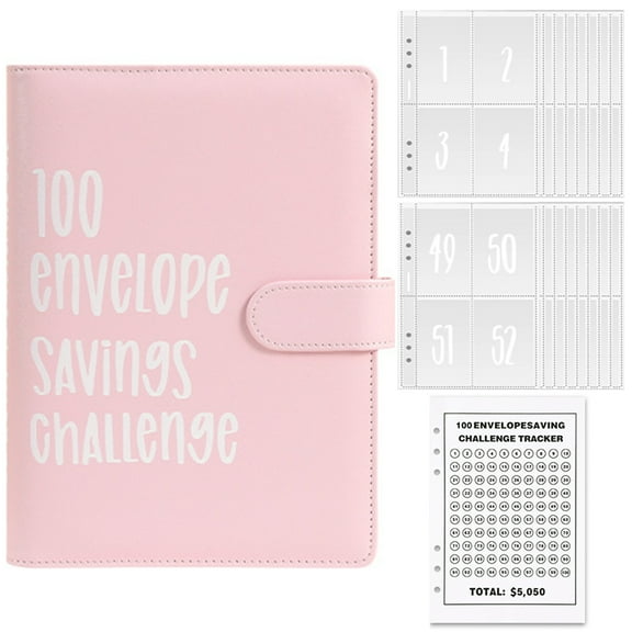 Vaupan Pink Loose-Leaf Book Storage Soft Leather Notebook, Binder Supplement Loose-Leaf Notes Change Storage Book Planning Containers Book Case Suitable for Learning Office Supplies