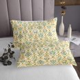 thumbnail image 2 of Rustic Flowers Bedspread Twin Size,Spring Natural Garden Blooming Floral Bedding Set 2pcs for Living Room,Retro Botanical Plants Grids Patchwork Yellow Quilted Coverlet with 1 Pillowcase, 2 of 4