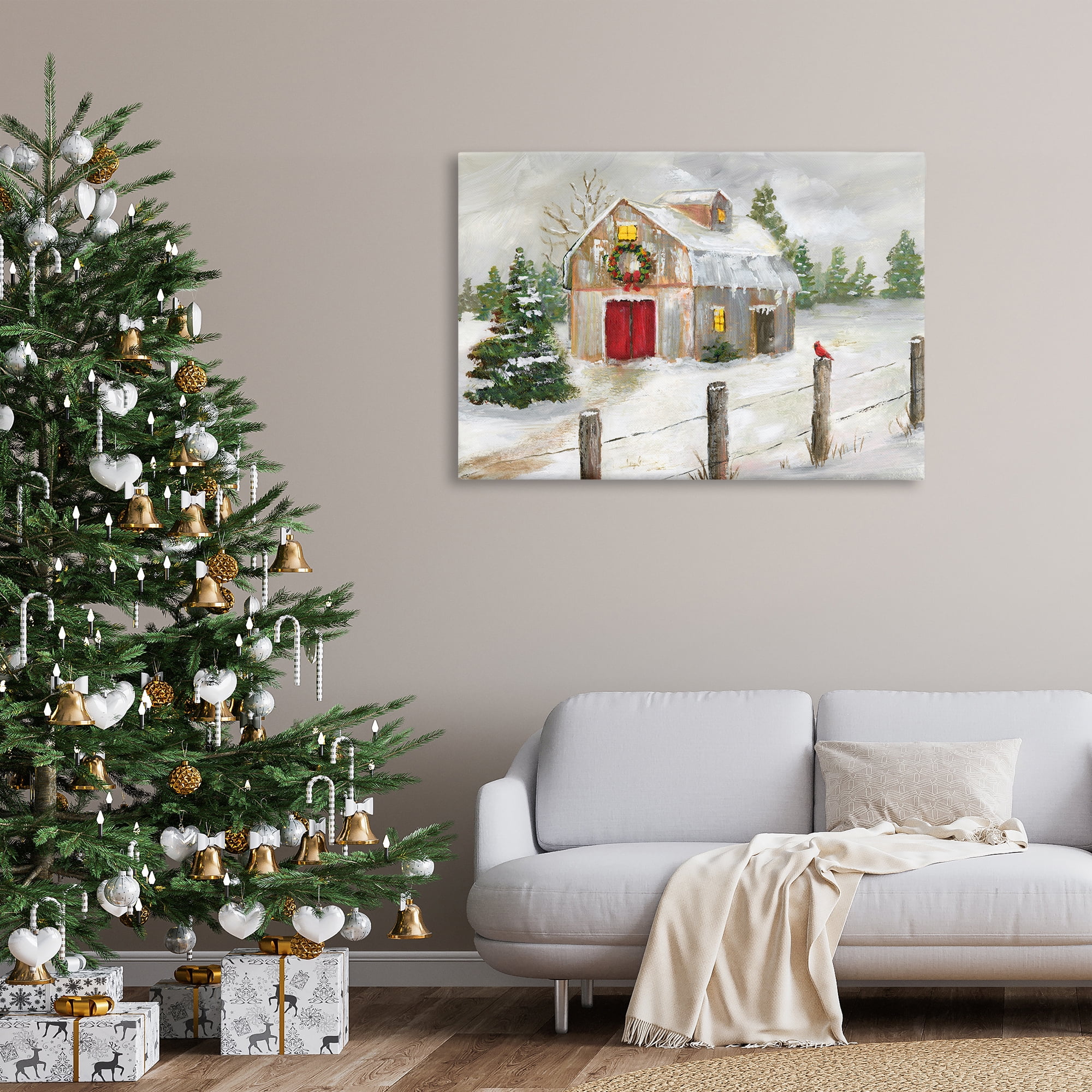 Stupell Industries Winter Farmhouse Scene Holiday Painting Gallery