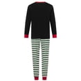 thumbnail image 4 of Pijamas navideños familiares a juego, camiseta de manga larga con estampado de letras y pantalones a rayas. Ropa de dormir para estar en casa., 4 of 10
