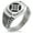 Silver, variant on Stainless Steel Takahashi Samurai Crest CZ Ribbed Needle Stripe Pattern Biker Style Polished Ring