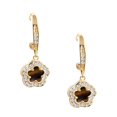 thumbnail image 1 of Aretes de gancho ZVEZDA Ojo de tigre amarillo chapa de oro 18k 42 circonias, 1 of 1
