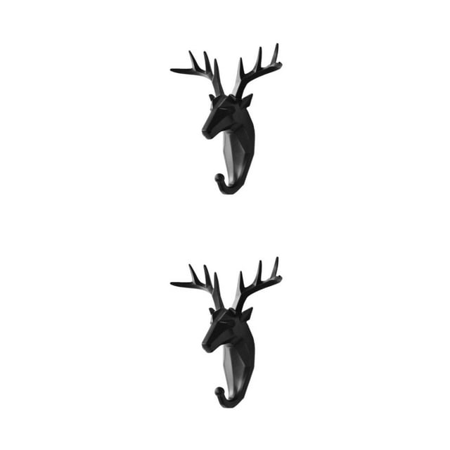 Wweixi Unique And Functional Animal Head Coat Hook For Home Made Of Resin Animal Head Key Hook Animal Shape black (deer) 2Set