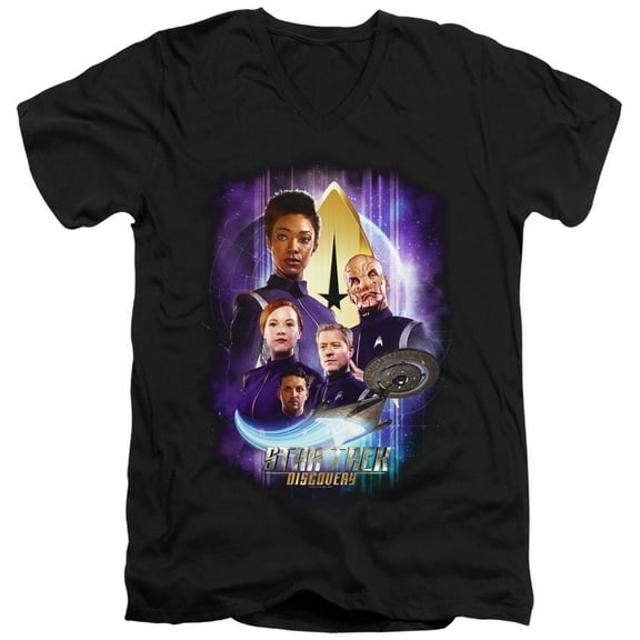 Star Trek Discovery Discoverys Finest Adult V-Neck 30/1 T-Shirt Black