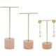 thumbnail image 1 of Exhibidor de pendientes de metal dorado de 3 piezas con barra en T y base de madera. Organizador de joyas colgante., 1 of 9