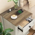 thumbnail image 4 of PLAMLE 2 Drawers End Tables With Charging Station For Living Room, Farmhouse End Table For Small Spaces, Wooden Nightstand with Storage for Bedroom, 4 of 8