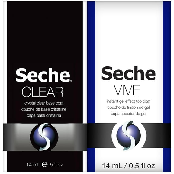 Seche Clear and Vive Gel Top Coat Nail Polish Duo Pack, Base Coat & Top Coat, 14 mL Each