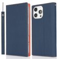 thumbnail image 1 of For iPhone 16 Pro Wallet Case Genuine Cow Leather Phone Cover Litchi Texture, 1 of 5