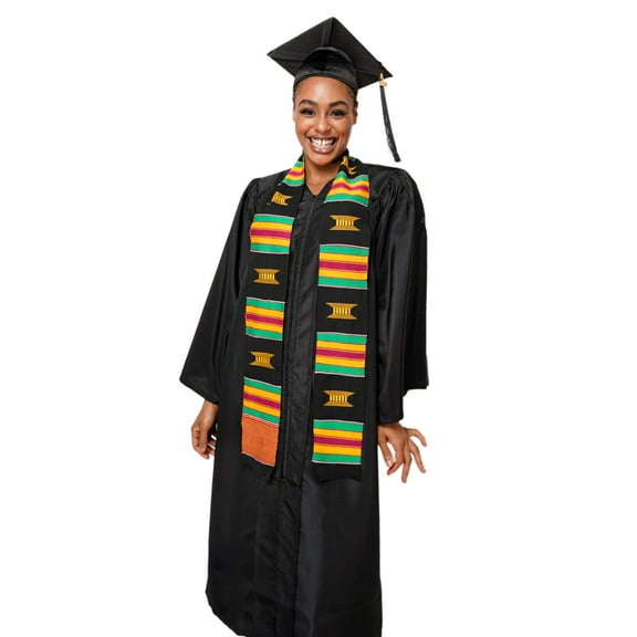 Black and Gold Hand Woven Kente Cloth Graduation Stole / Sash