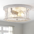 thumbnail image 2 of Semi Flush Mount Ceiling Light Fixture 2-Light Vintage Ceiling Lamp Farmhouse Light with Hammered Glass Shade&Metal Cage for Living Room Bedroom Foyer Hallway (Rustic White), 2 of 9