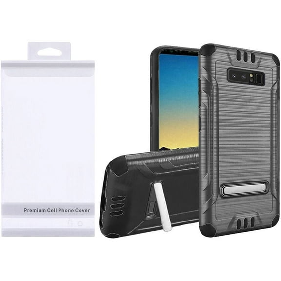 GSA Brushed Hybrid Case w/Kickstand For Samsung Galaxy Note 8 - Gray/Black