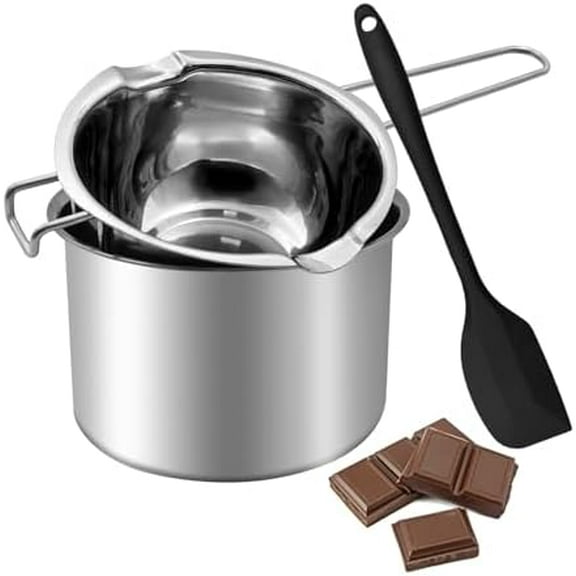 Double Boiler Pot Set, Stainless Steel Melting Pot with Silicone Spatula for Melting Chocolate, Butter, Cheese 600ml  1600 ml