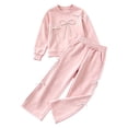 thumbnail image 2 of Angala 2 Piece Outfits For Girls Crew Neck Long Sleeve Bow Detail Sweatshirt With Pants Set Girls Fall Season Wear Clothes, 2 of 7