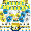 Minions themed Party Supplies Yellow Cartoon Animation Minions Unique Minions Happy Birthday Decorations Party Bundle Incluedes Banner, Balloons, Cake Toppers