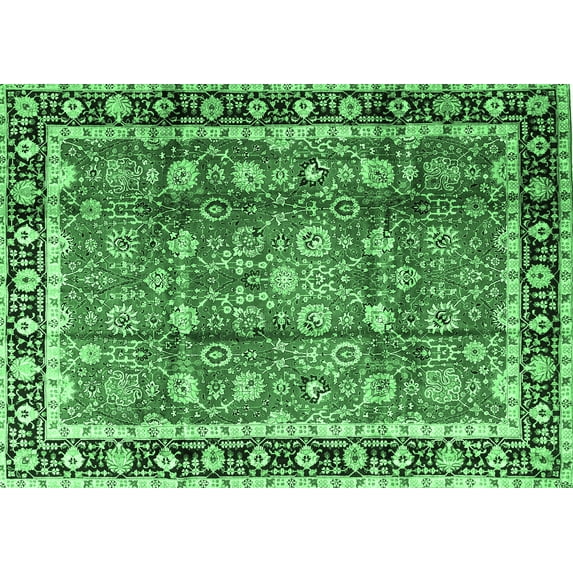 Ahgly Company Indoor Rectangle Persian Emerald Green Traditional Area Rugs, 8' x 10'
