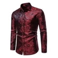 thumbnail image 1 of Camisa Hombre Manga Larga Rosa Slim Botón Estampado Moda, 1 of 2