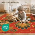 thumbnail image 1 of ODIKA 3'x5' Red Gold Vibrant Persian Floral Design Washable Throw Rug Intricate Antique-Inspired Botanical Pattern Stain Resistant, Low Profile, Non-Slip for Entryway, Kitchen, Mudroom, 1 of 4