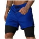 thumbnail image 1 of Mens Casual Pantalones Cortos Deportivos de Doble Capa Corriendo con Bolsillo de Cremallera Y Cordón de Cintura, Poliéster Atlético, 1 of 9