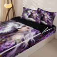thumbnail image 3 of Manfei Dreamy Flower Lady Zipper Full Size Comforter Sets with Fitted Sheet and 2 Pillowcases,White Wolf Zipper Bedding Set,Black Reversible,4pcs, 3 of 8