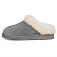 thumbnail image 5 of Parfeying Women's Slip on House Slippers, Real Wool from Sheep, Anti-slip Rubber Sole Warm Indoor Outdoor Slippers for Women, 5 of 7