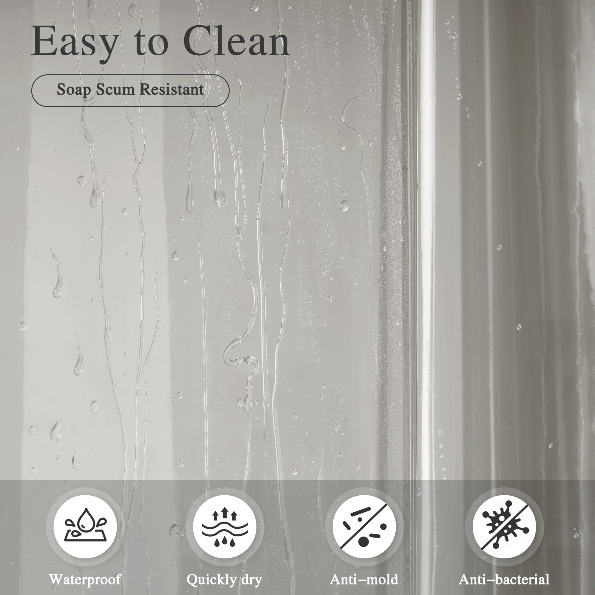 Inosoo Clear Gray Shower Curtain Liner, 100% EVA Heavy Duty & Soft, 72"x 72" , Magnetic