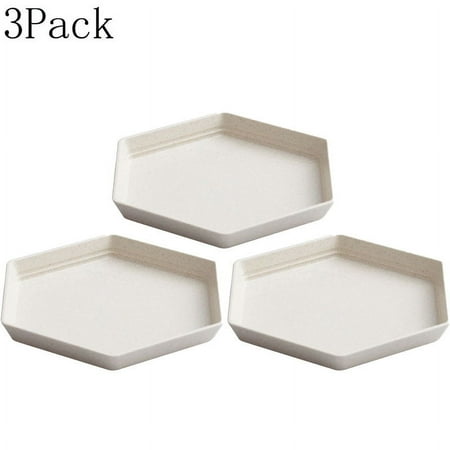

3Pcs Wheat Straw Tray Lightweight Unbreakable Deep Dinner Plates Reusable Plastic Hexagonal Dishes Microwave Safe Dinnerware for Kids Children Toddler Adult