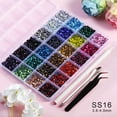 thumbnail image 4 of Hotfix Rhinestones Mixed 24 Colors, SS16 Rhinestones for Crafts Clothes, Hotfix Crystals with 1 Tweezers, 1 Wax Pencil and 1 Spoon, 4 of 5