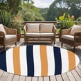 thumbnail image 5 of Orange Navy Blue Striped Round Living Room Rugs 5 ft, Modern Washable Area Rug with Non-Slip Sturdy Edge Binding Round Carpet for Entryway Kitchen Bedroom Bathroom, 5 of 9