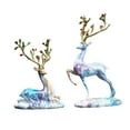 thumbnail image 5 of Dualoai Reindeer Figurines Resin Sitting Standing Deer Statues for Bookcase TV Stand, 5 of 9