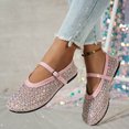 thumbnail image 3 of Seffadzy Women Rhinestone Mesh Summer Mary Jane Ballet Flats, Breathable Crystal Embellished Slip-On Shoes with Adjustable Strap Pink 39, 3 of 7