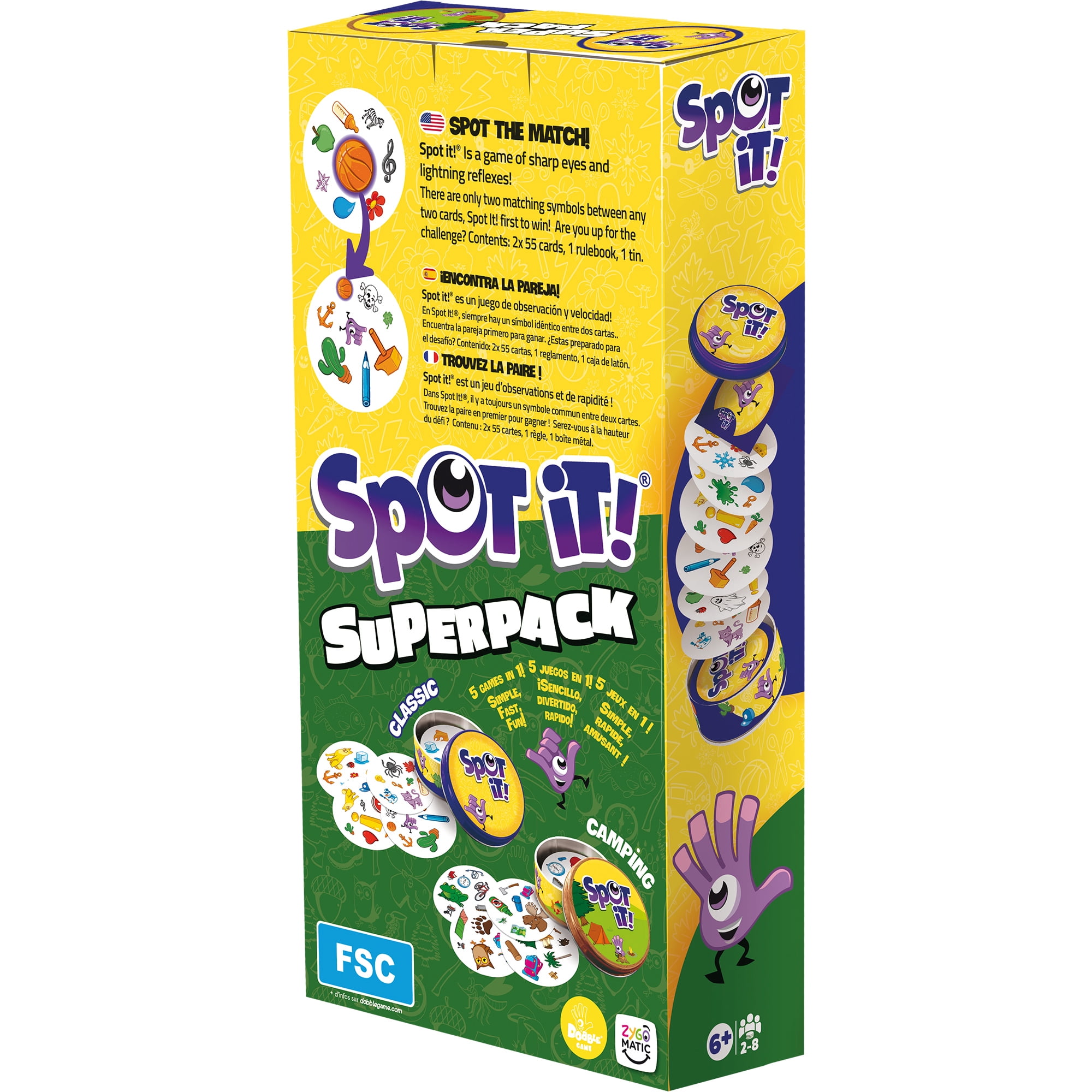 Spot It Super Pack Eco Big Box -Classic & Camping Family Card Game for Ages 6 and up, from Asmodee