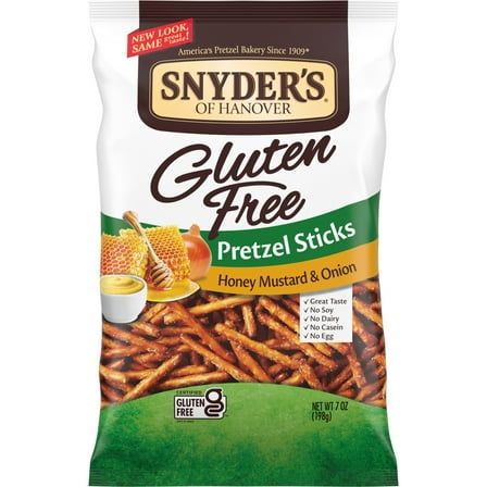 Snyder's of Hanover Gluten Free Pretzel Sticks, Honey Mustard and Onion, 7 oz